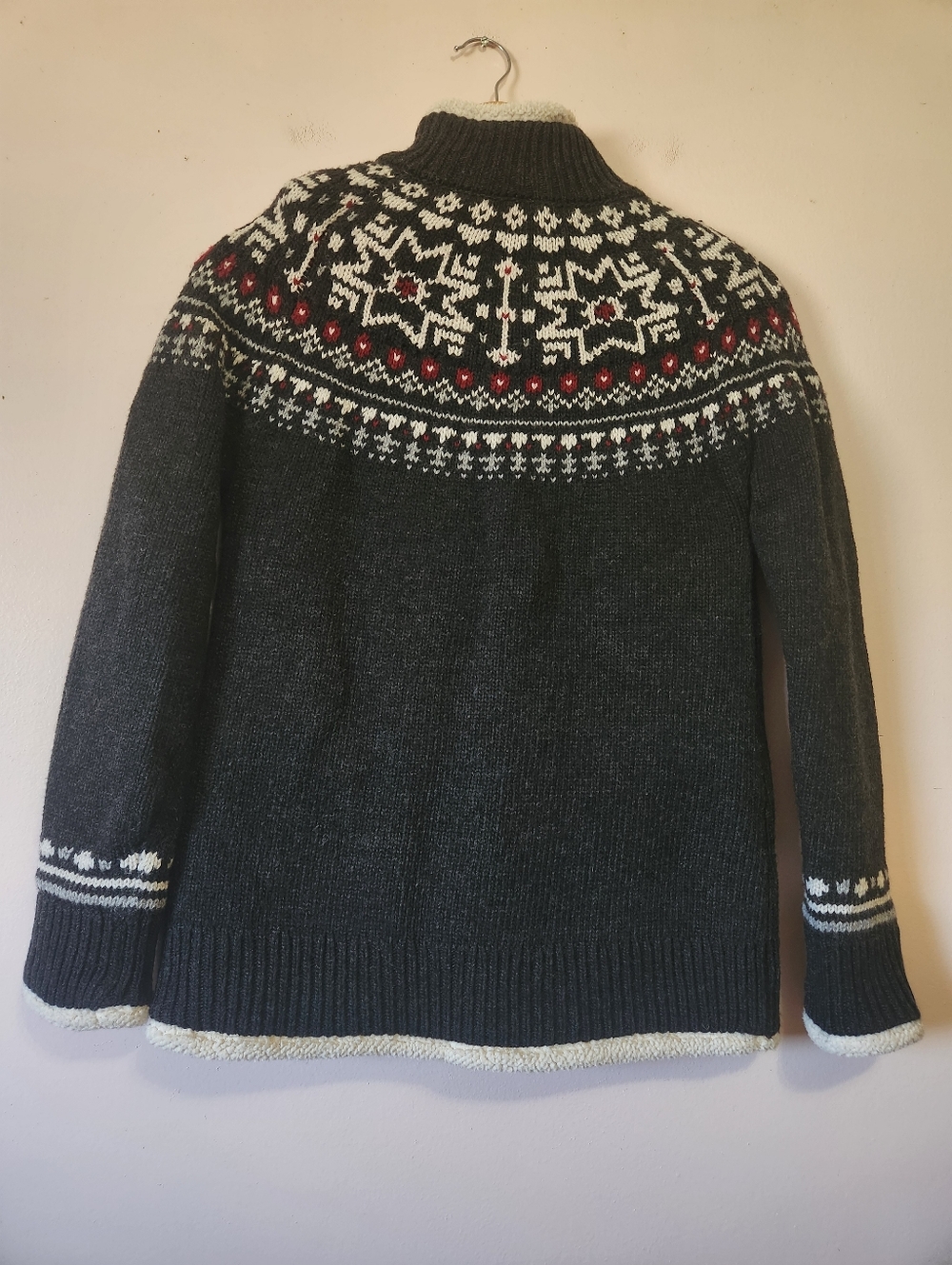 Sunice Stormpack Fair Isle Sherpa Lined Knit Sweater Zip Cardigan Jacket Size S - Picture 2 of 7